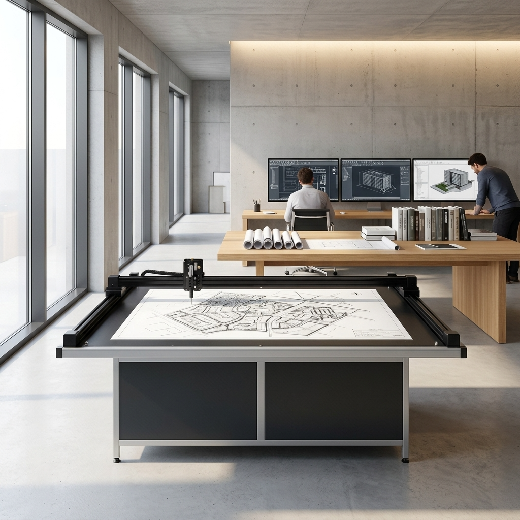UUNA TEK 3.0 (2x1.25M / 2x2M) Preassembled Industrial Pen Plotter & Heavy-Duty Drafting Table for Architectural Blueprints, CAD Drafting and Packaging Diecut Prototyping (WiFi & SD Card)
